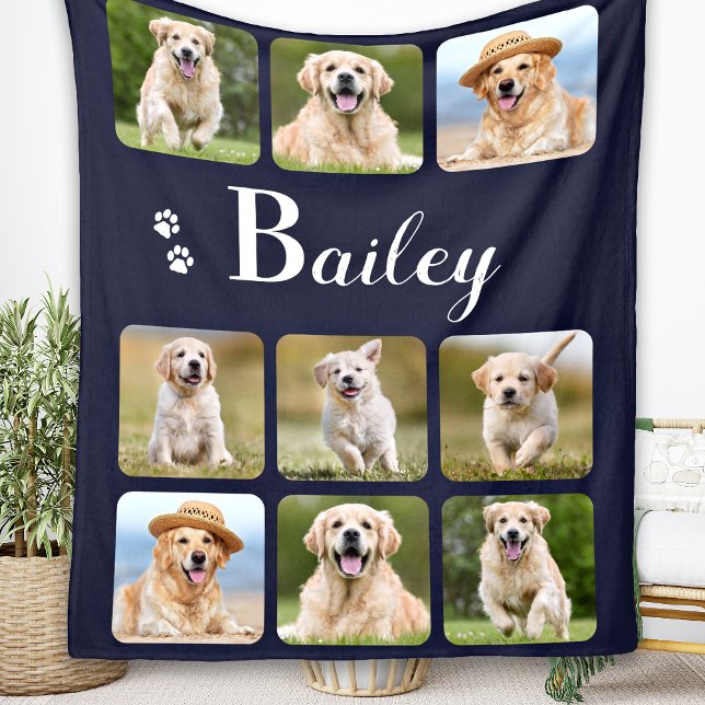 Benutzerdefinierter Pet Foto Collage Monogram Name Fleecedecke (Von Creator hochgeladen)