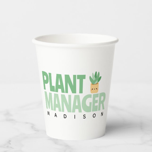 Benutzerdefinierter Pflanze-Manager Name Cactus Pf Pappbecher (Vorderseite)