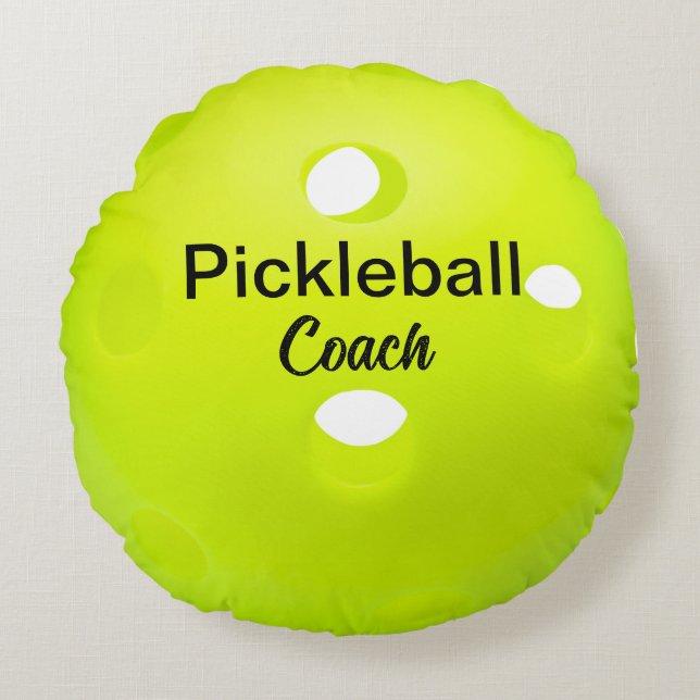 Benutzerdefinierter Pickleball-Coach-Keepake Rundes Kissen (Vorderseite)