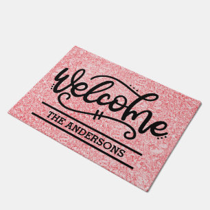 Benutzerdefinierter Pink-Rose-Empfang Fußmatte