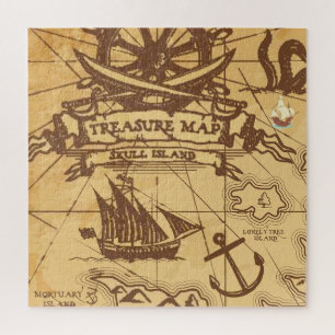 Benutzerdefinierter Piratenkarte Landpunkt Familie Puzzle