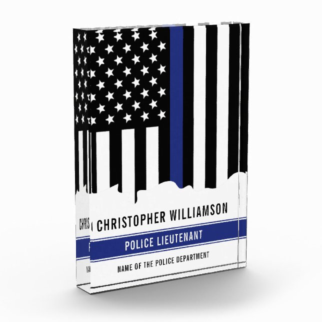 Benutzerdefinierter Polizeibeamter Thin Blue Line- Fotoblock (Links)
