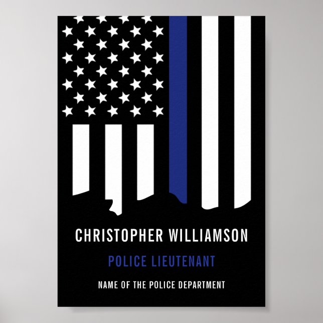Benutzerdefinierter Polizeibeamter Thin Blue Line  Poster (Vorne)