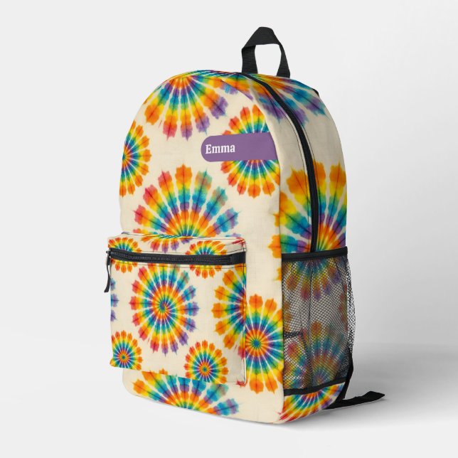 Benutzerdefinierter psychedelischer Tie-Dye-Effekt Bedruckter Rucksack (Rückseitige Ecke Rechts)