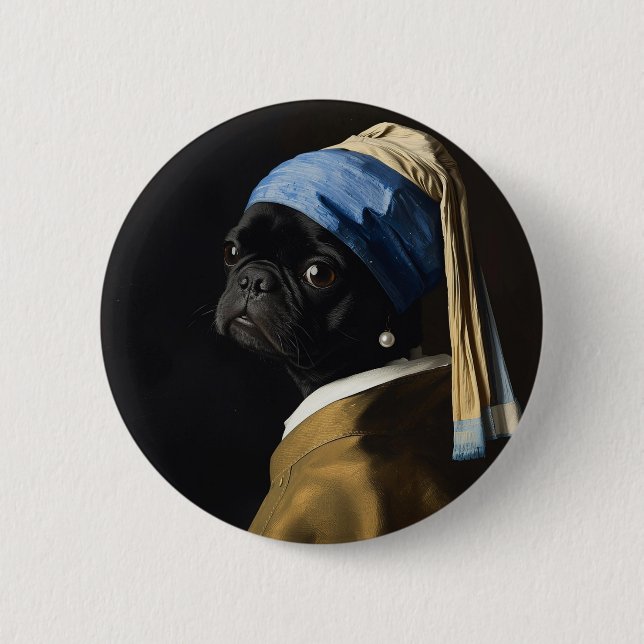 Benutzerdefinierter Pug als beliebtes ikonisches B Button (Vorderseite)