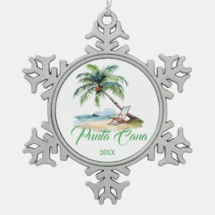 Benutzerdefinierter Punta Cana Strand Schneeflocken Zinn-Ornament