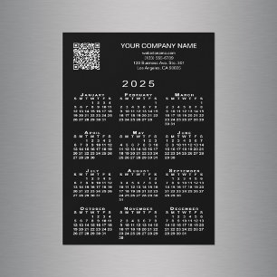 Benutzerdefinierter QR Code 2025 Kalender Schwarze Magnetkarte