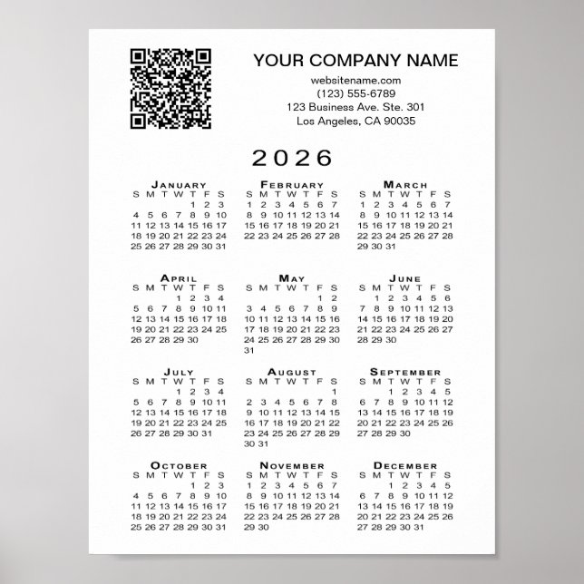 Benutzerdefinierter QR-Code 2026-Kalender Poster (Vorne)