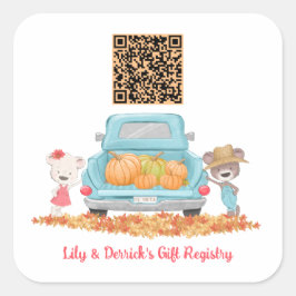 Benutzerdefinierter QR-Code Autumn Pumpkin Theme G Quadratischer Aufkleber
