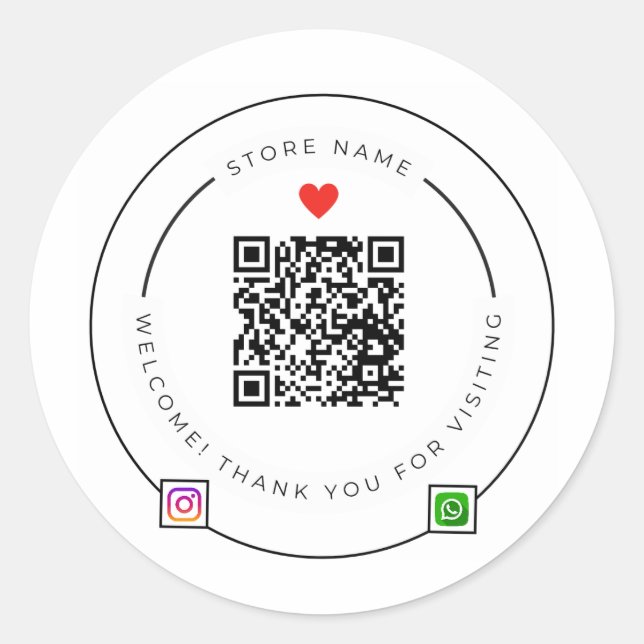 Benutzerdefinierter QR-Code-Danke-Aufkleber | Inst Runder Aufkleber (Vorderseite)