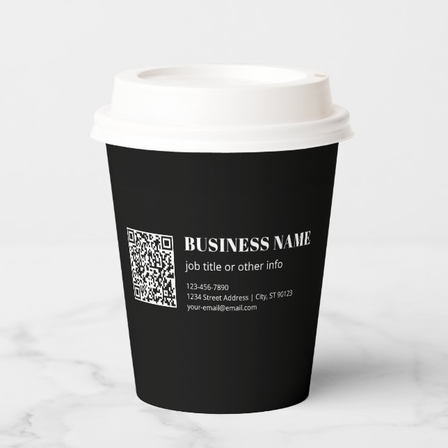 Benutzerdefinierter QR-Code & editierbarer retro-m Pappbecher (Vorderseite)