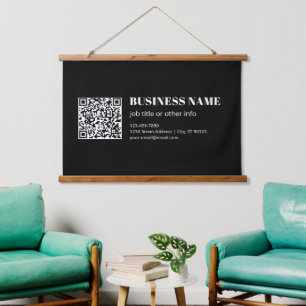 Benutzerdefinierter QR-Code & editierbarer retro-m Wandteppich Mit Holzrahmen