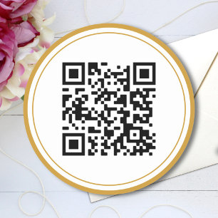 Benutzerdefinierter QR-Code Elegant Schwarz Weiß G Runder Aufkleber