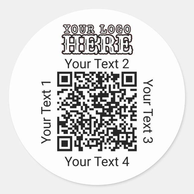 Benutzerdefinierter QR-Code Firmenlogo Branding Runder Aufkleber (Vorderseite)