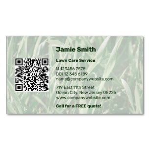 Benutzerdefinierter QR-Code Foto Grüne Rasenpflege Magnetische Visitenkarte