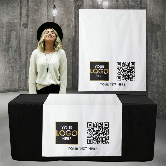 Benutzerdefinierter QR-Code für das Business-Logo  Wandteppich (Custom Table Runner Banner Business Logo QR Code Tapestry)
