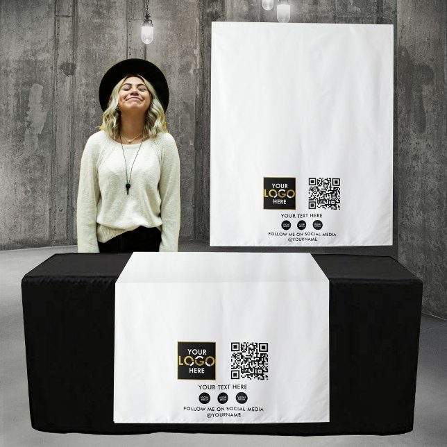 Benutzerdefinierter QR-Code für das Business-Logo  Wandteppich (Custom Table Runner Banner Business Logo QR Code Tapestry)