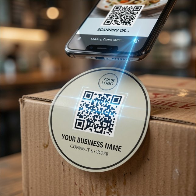 Benutzerdefinierter QR-Code für Unternehmen | Pers Runder Aufkleber (Von Creator hochgeladen)