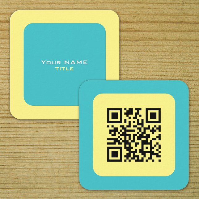 Benutzerdefinierter QR-Code Gelb und Blau Quadratische Visitenkarte (QR Code Colorful Yellow and Blue Business Cards)