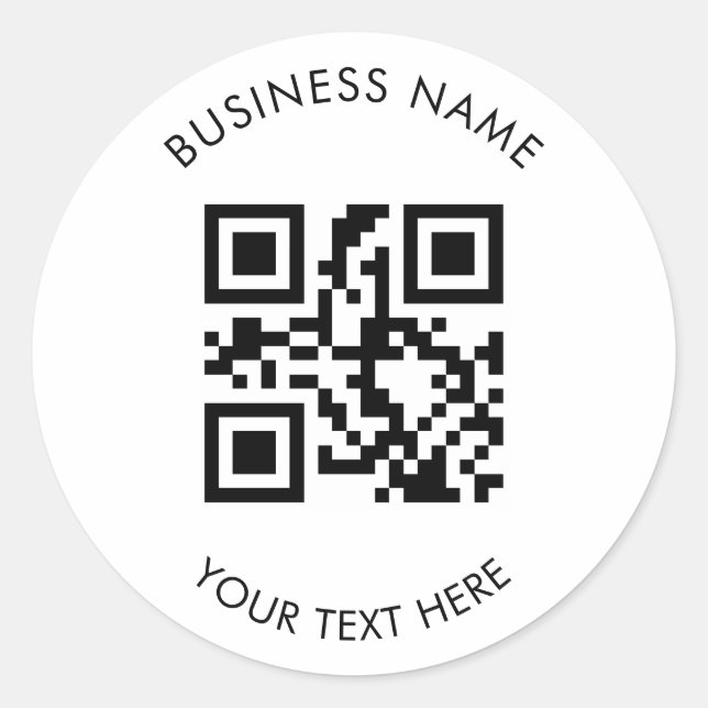 Benutzerdefinierter QR-Code Geschäft und Text Prom Runder Aufkleber (Vorderseite)