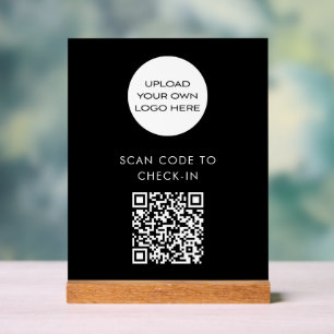 Benutzerdefinierter QR-Code Karo-In-Scan-Logo-Schw Acrylschild
