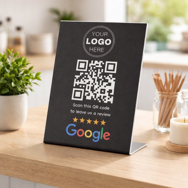 Benutzerdefinierter QR-Code-Logo für Unternehmensb Sockelschild (Google Reviews | Business Review Link QR Code Pedestal Sign)