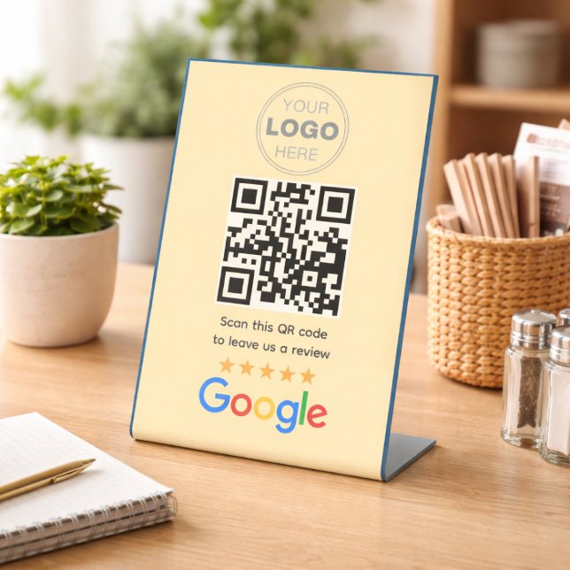 Benutzerdefinierter QR-Code-Logo für Unternehmensb Sockelschild (Google Reviews | Business Review Link QR Code Pedestal Sign)