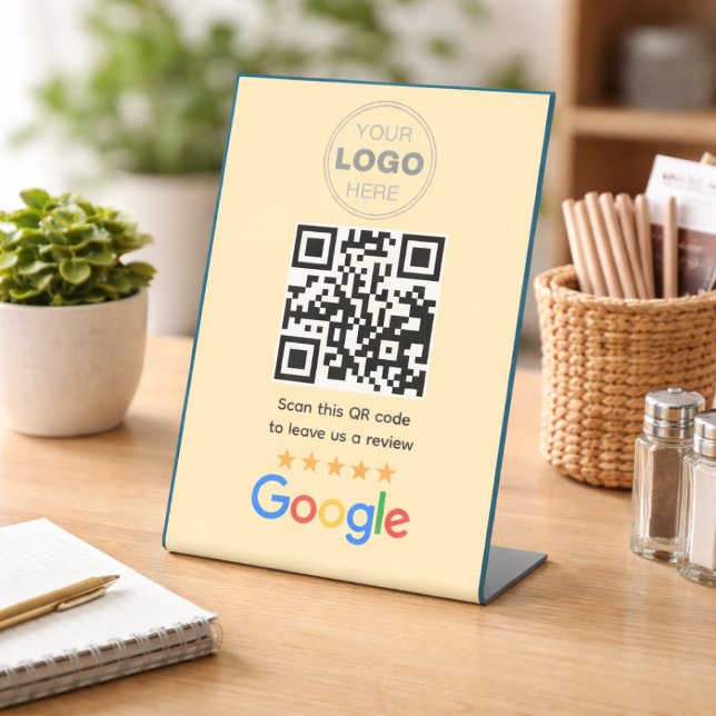 Benutzerdefinierter QR-Code-Logo für Unternehmensb Sockelschild (Google Reviews | Business Review Link QR Code Pedestal Sign)