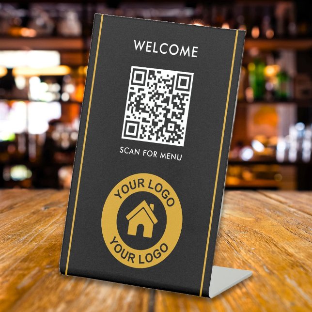 Benutzerdefinierter QR-Code Logo Text Modernes Ges Sockelschild (Von Creator hochgeladen)