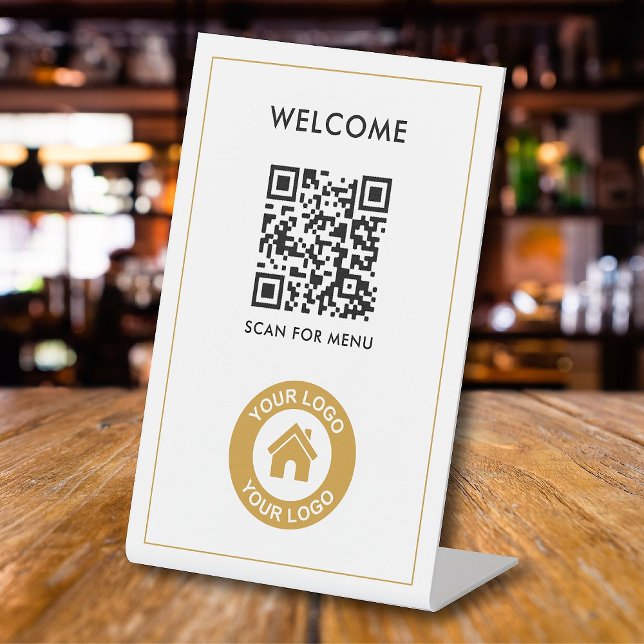 Benutzerdefinierter QR-Code Logo Text Modernes Ges Sockelschild (Von Creator hochgeladen)