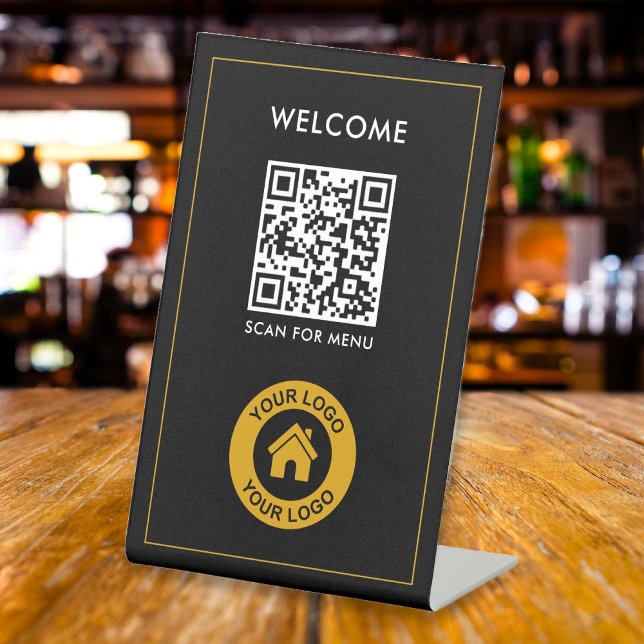 Benutzerdefinierter QR-Code Logo Text Modernes Ges Sockelschild (Von Creator hochgeladen)