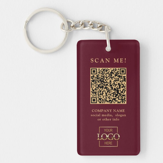 Benutzerdefinierter QR-Code mit Firmenlogo modern Schlüsselanhänger (Vorderseite)