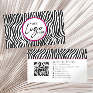 Benutzerdefinierter QR-Code mit rosa Zebramuster u Visitenkarte