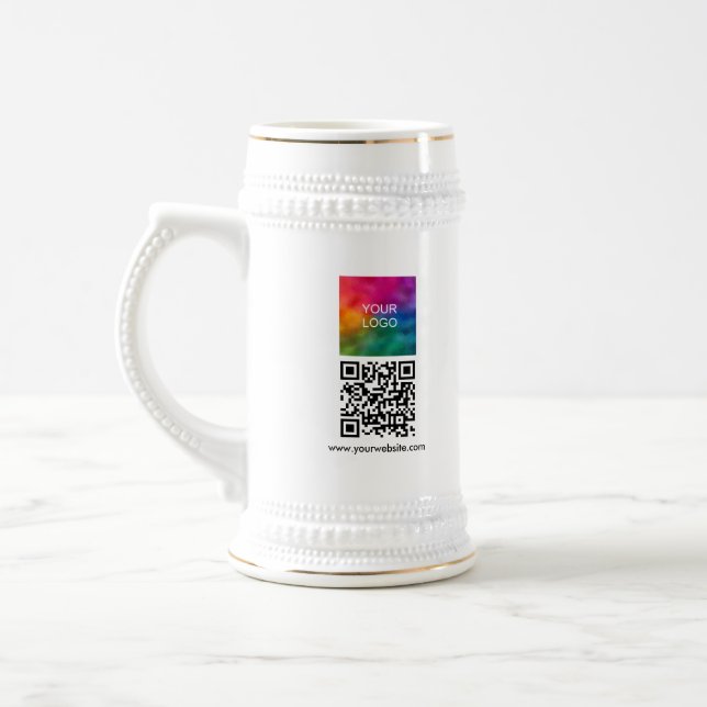 Benutzerdefinierter QR-Code Modern Elegant Hochlad Bierglas (Links)