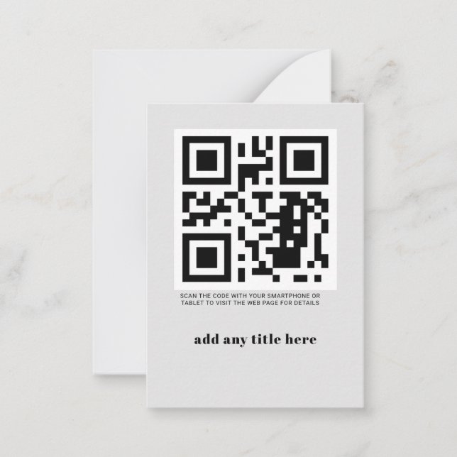 Benutzerdefinierter QR-Code Moderne moderne Notizk Mitteilungskarte (Vorderseite)