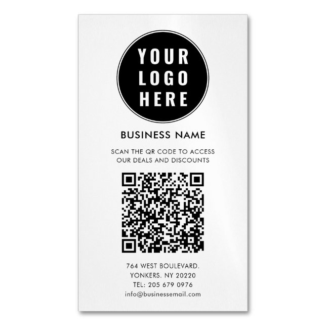 Benutzerdefinierter QR-Code Modernes Logo Minimali Magnetische Visitenkarte (Vorderseite Vertikal)