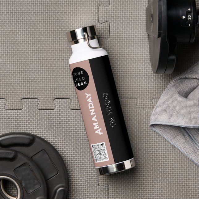 Benutzerdefinierter Qr-Code Name Orange Ivory Rose Trinkflasche (Fitnessstudio)