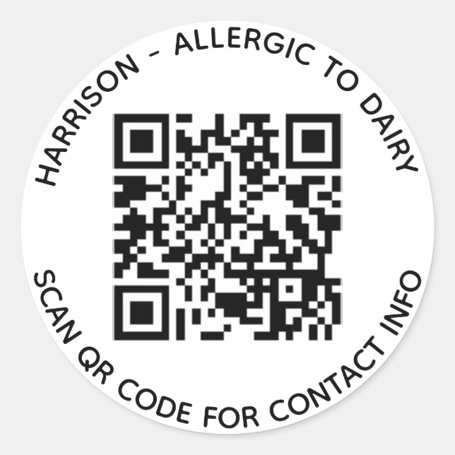 Benutzerdefinierter QR-Code Name Text Kontaktinfor Runder Aufkleber (Vorderseite)