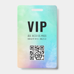 Benutzerdefinierter QR-Code Pastell-Regenbogen-VIP Ausweis