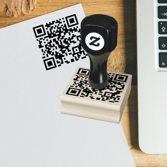 Benutzerdefinierter QR-Code personalisiert scannba Gummistempel (Custom QR code personalized scannable website url Rubber Stamp from Ricaso. Easy upload your QR code)
