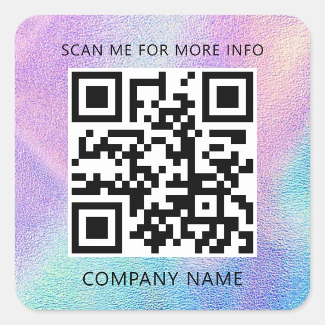 Benutzerdefinierter QR-Code Prüfung Ich Name Holog Quadratischer Aufkleber (Vorderseite)