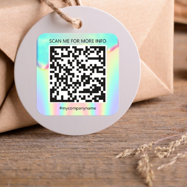 Benutzerdefinierter QR-Code Prüfung Ich Name Holog Quadratischer Aufkleber (Custom Logo QR Code Scan Me Name Holographic Square Sticker)
