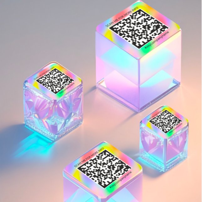 Benutzerdefinierter QR-Code Prüfung Me Name Regenb Quadratischer Aufkleber (Custom Logo QR Code Scan Me Name Rainbow Square Sticker )