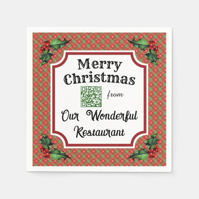 Benutzerdefinierter QR-Code Restaurant Weihnachts- Serviette (Vorderseite)