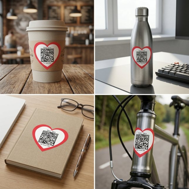 Benutzerdefinierter QR-Code Roter Herzförmiger Auf Herz-Aufkleber (Custom QR Code Red Heart Shaped Sticker)