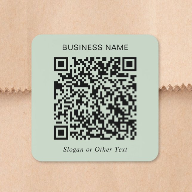 Benutzerdefinierter QR-Code Salbei Grün Quadratischer Aufkleber (Custom QR Code Sage Green Square Sticker)