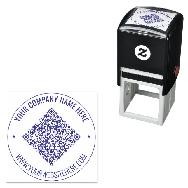 Benutzerdefinierter QR-Code-Scan-Name-Info-Rund-St Permastempel (Beispiel)
