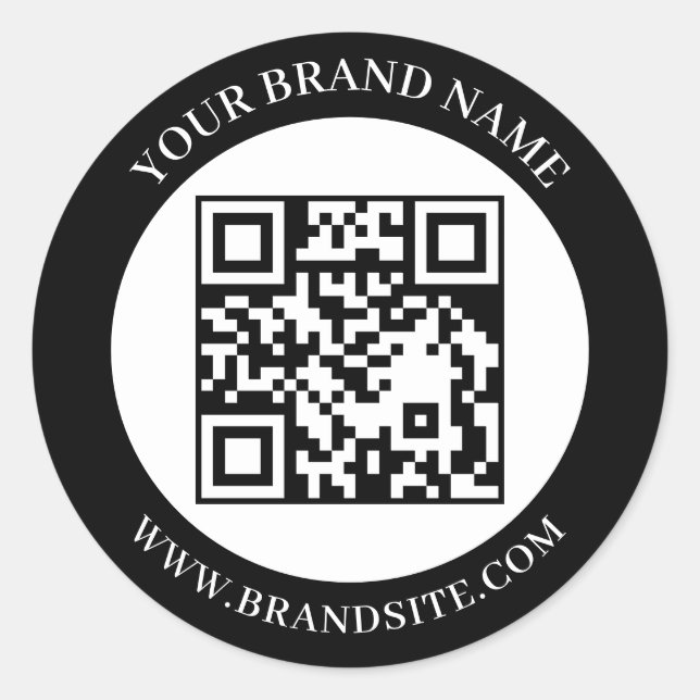 Benutzerdefinierter QR-Code Schwarz & Weiß Klassis Runder Aufkleber (Vorderseite)