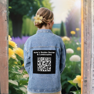 Benutzerdefinierter QR-Code Schwarz Weiß Scan Gesc Jeansjacke