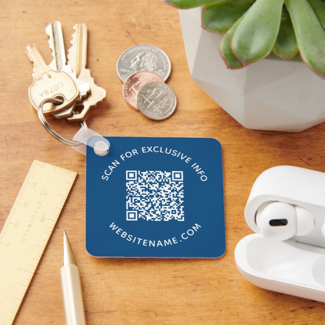 Benutzerdefinierter QR-Code-Text Corporate Swag Bl Schlüsselanhänger (Schreibtisch)
